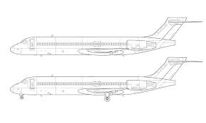 Boeing 717 Side View Line Drawing Plane Drawing Blueprints Boeing