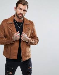 Asos Faux Suede Biker Jacket In Tan Men Fashion And Female Style Klick To See The Price Me Biker Jacket Men Leather Jacket Outfit Men Faux Suede Biker Jacket
