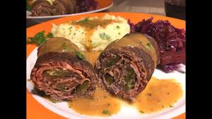Rouladen is a traditional german dish featuring long, thin strips of meat slathered with mustard and filled with bacon, onions. Beef Rouladen Recipe A Popular German Dish Episode 478 Youtube
