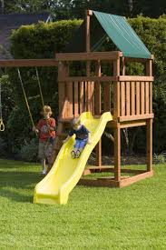 The Endeavor Wooden Swing Set And Wood Fort Play Set Plans Are Designed For The Novice Builder Or A Seasoned Pro T Backyard Fort Swing Set Plans Playset Plans