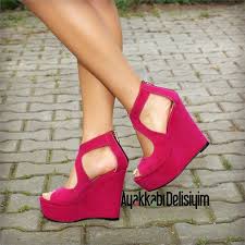 Romeo Suet Fusya Dolgu Topuklu Ayakkabi Pink Shoes Dolgu Topuk Topuklular Ayakkabilar