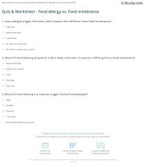 Guests with at&t service may choose from a selection of packages offering discounted rates for international calls, texts and data while on board. Quiz Worksheet Food Allergy Vs Food Intolerance Study Com