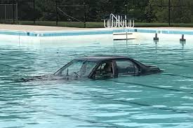 swimming pool while practising parking