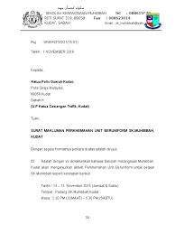 Contoh surat kepada balai polis terdekat untuk langkah keselamatan sepanjang program berlangsung. Surat Makluman Polis