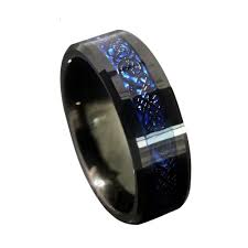 Tungsten Black And Blue Ring 