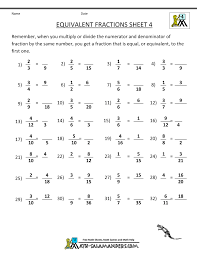 Grade 5 fractions and ratios. Equivalent Fractions Worksheet