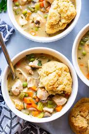 Chicken Pot Pie Soup With Low Carb Biscuits Paleo Keto Option Recipe Paleo Chicken Pot Pie Pot Pie Soup Chicken Pot Pie