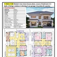Free shipping and free modification estimates. V 380 Luxury Two Story House Plans Custom 4 Bedroom With 3 Etsy