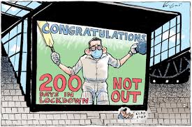 A vaccination poster with a cartoon of a 'vaccine hero', on a post. Today Marks Melbourne S 200th Day In Lockdown Coronavirusdownunder