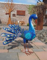 Pfau Aus Metall Tier Skulptur Fur Drinnen Und Draussen Windlicht Skulpturen Gartendekoration Gartenfiguren
