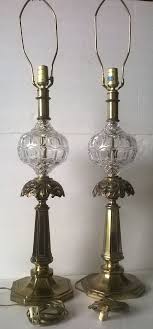 Vintage Lead Crystal Ornate Brass Table Lamps Made In Italy Pleated Shade Brass Table Lamps Table Lamp Lamp