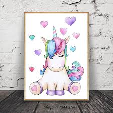 Cartoon unicorn waterfall landscape diy diamond painting for living room bedroom modern 5d full square/round diamond embroidery. Cute Children Poster Unicorn Canvas Wall Art Print Painting Decoration Home Picture Nordic Kids Bedroom Decor Baby Gift Unframed Unicorn Painting Mini Canvas Art Unicorn Wall Art
