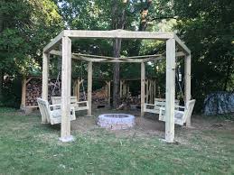 In reality, this beautiful fire pit pergola would be an incredible addition to any backyard bonfire pit. Swings Around Fire Pit Plans How To Build Fire Pit Swing Detailed Instructions Decor Home Ideas Usually Fire Pit Seating Areas Have A Path That Leads To And From Not