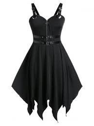 Plus Size Handkerchief Buckle Pu Trims Gothic Halloween Dress In 2020 Punk Dress Gothic Halloween Dress Plus Size Gothic Dresses