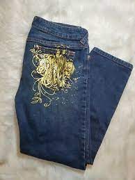 Baby Phat Jean Co Womens Crop Capri Jeans Sz 11 30 Waist Gold Bling Pockets Ebay