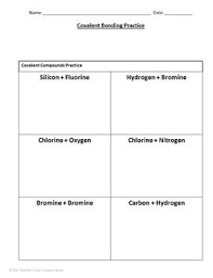 Covalent Bonding Practice Worksheet Covalent Bonding Practices Worksheets Bond