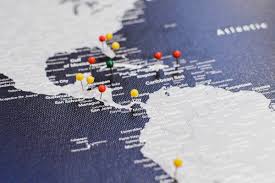 This classy and modern world travel map is mounted on 3/16″ foam core and comes with 50 free push pins. Custom Push Pin Travel Maps World Usa With 1 000 Pins Modern Map Art