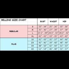 Bellino Clothing Size Chart