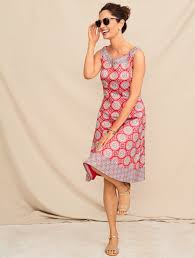 Crafted From Comfortable Cotton Geometric Medallions Decorate The Body Of This Fit And Flare Dress Simple Summer Dresses Batik Dress Modern Flare Dress Casual