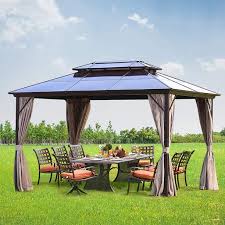 Maybe you would like to learn more about one of these? Erommy 10x13ft Outdoor Double Roof Hardtop Gazebo Canopy Curtains Aluminum Furniture With Netting For Garden Patio Lawns Parties Walmart Com Walmart Com