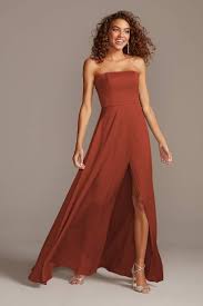 Bridesmaid Dress At David S Bridal In Cinnamon Bridesmaid Dresses Strapless Orange Bridesmaid Dresses Bridesmaid Dress Styles