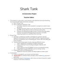 Shark Tank Economics Project Economics Project Shark Tank Capital Resources