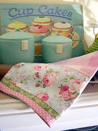 Cupcakes And A Shabby Chic Style Tea Towel Wow Shabby Chic Tea Embroidery Patterns Vintage Shabby Chic Tea Towels