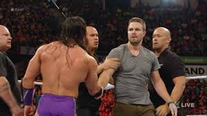 They will fight at 'summerslam'. Wrestler Stephen Amell Stephen Adam Amell Wiki Wwe Wrestling Profiles