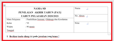 Waktu bebas yang tidak dapat dipaksakan, misalnya waktu istirahat, bermain atau rekreasi disebut waktu. Soal Jawaban Pat Pjok Kelas 3 Sd Semester 2 Tahun 2021 Info Pendidikan Terbaru