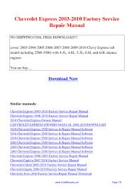 Advertisement platforms categories user rating4 1/3 windows 7 service pack 1 is a free update for the windows operating system version 7 that is a. Chevrolet Express 2003 2010 Factory Service Repair Manual Pdf By Guang Hui Issuu