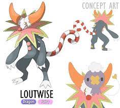 Loutwise Dragon Fairy The Clown Dragon Pokemon Loutwise Is The Joksgan S Evolution Pokemon Fakemon Casado Pokemon Drawings Pokemon Fakemon Monster Designs