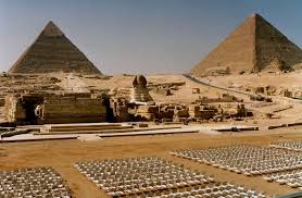 Giza Pyramids And The Sphinx From The Sound Light Show Theater