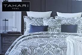 You went for the duvet. Amazon Com Tahari Bedding 3 Piece Full Queen Duvet Cover Set Jacobean Floral Pattern In Shades Of Navy Blue Sil Tahari Home Tahari Bedding Duvet Cover Sets