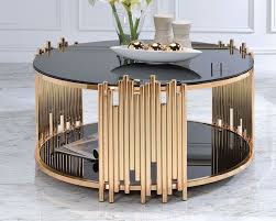 From modern style, glass top coffee tables to more traditional wooden tables, value city will have the right table to add personality to any room. Cafe Coffee Table With Black Glass Top Contemporary Gold Metal Frame