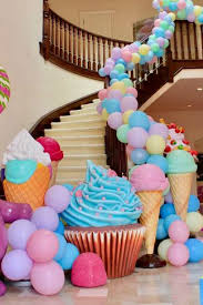 Decorate the room for the party; Take A Look At This Sweet Candy Themed Birthday Party Love The Party Decorations Candy Birthday Party Candy Theme Birthday Party Candyland Party Decorations
