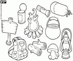 Objetos Para O Campismo Selvagem Para Colorir E Imprimir