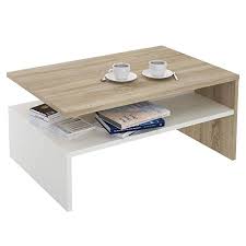 Caro Mobel Couchtisch Wohnzimmertisch Beistelltisch Paulina In Sonoma Eiche Weiss Mit Ablagefach 90 X 60 Cm Wohnzi Wohnzimmertisch Couchtisch Couchtisch Eiche