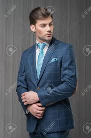 Man Model In Blue Casual Jacket And Light Blue Tie Stock Photo Picture And Royalty Free Image Image 72953703