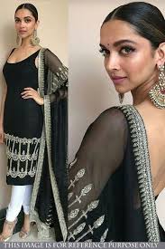 Deepika Padukone Black Taffeta Silk Churidar Suit Black Deepika Churidarsuits Onlineshopping Fashion Wome Fashion Indian Fashion Trends Bollywood Fashion