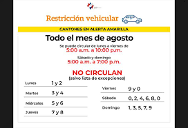 Al 30 de agosto de 2020. Asi Funcionara La Restriccion Vehicular Durante Agosto Teletica