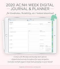 2021 Digital Weekly Animal Crossing New Horizons Planner Ac Nh Gameplay Companion Journal Goodnotes Hyperlink Instant Download Digital Planner Animal Crossing Planner