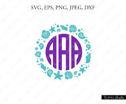 Seashell Wreath Svg Seashell Monogram Svg Mermaid Svg Etsy