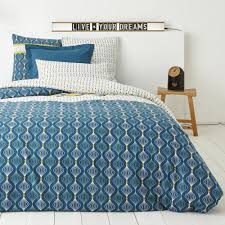 Parure de lit bleu canard. Housse De Couette Coton Azelma Bleu Canard 3 Suisses