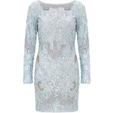Aidan Mattox Long Sleeve Beaded Cocktail Dress Ice Blue 580 Liked On Polyvore Featu Sparkly Cocktail Dress Long Sleeve Cocktail Dress Maxi Dress Cocktail