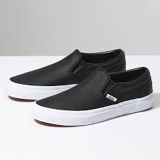 Black And White Slip Ons Vans Vans Shoes Black White Perforated Leather Slip On Vans Color Black White Size 6 5 Leather Vans Black Leather Vans Leather Slip On Shoes