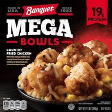 This delicious microwave meal contains 39 grams of protein per serving and is a quick dinner idea that can be enjoyed anytime. Banquet Mega Bowls Country Fried Chicken Frozen Meal 14 Oz Fry S Food Stores