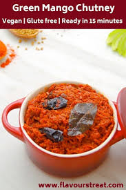 Indian Spicy Raw Mango Chutney Is An Easy Condiment That Goes Well With Any Curry And Rice This Authentic South In Green Mango Chutney Chutney Chutney Recipes