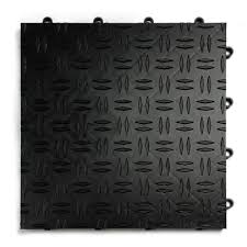 Motordeck 12 In X 12 In Diamond Black Modular Tile Garage Flooring 24 Pack G90024blak The Home Depot Garage Floor Tiles Garage Floor Modular Tile