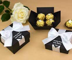 35 Black White Wedding Favor Gift Box With Satin Ribbon Bow And Your Names Elegant Unusual Wedding Favours Classic Wedding Favors Wedding Favor Gift Boxes