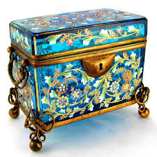 Antique Moser Bohemian Enamel Glass Casket Box Antique Boxes Antiques Decorative Boxes